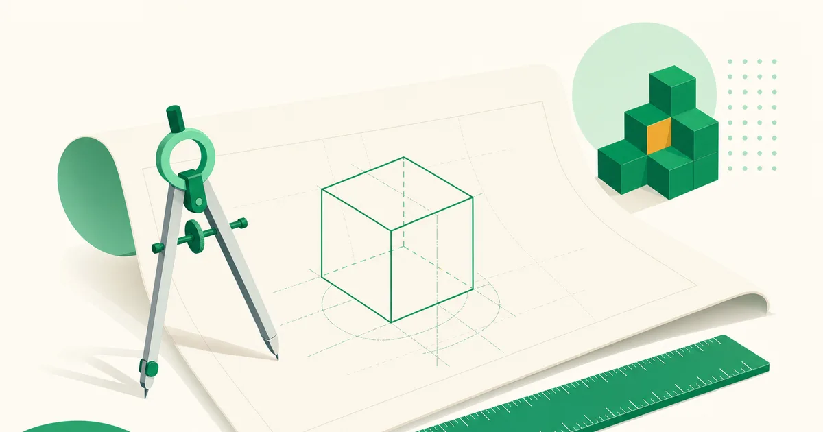Tela de computador com um software de desenho técnico aberto, mostrando uma peça em vista ortogonal