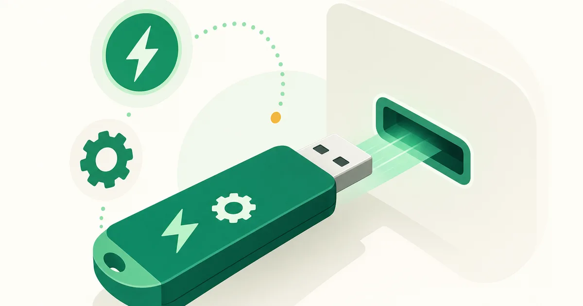 Pendrive conectado a um notebook com a tela de instalação do Windows ao fundo