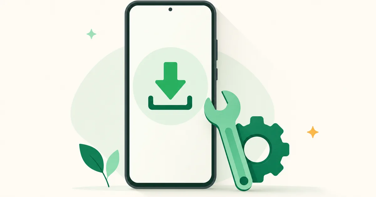 Tela de celular Android com a Play Store aberta e um app travado no download